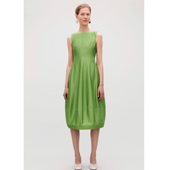 COS Cotton Silk Sleeveless Green Cocoon Dress XS